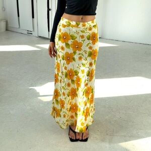 Vintage Floral Print Maxi Skirt